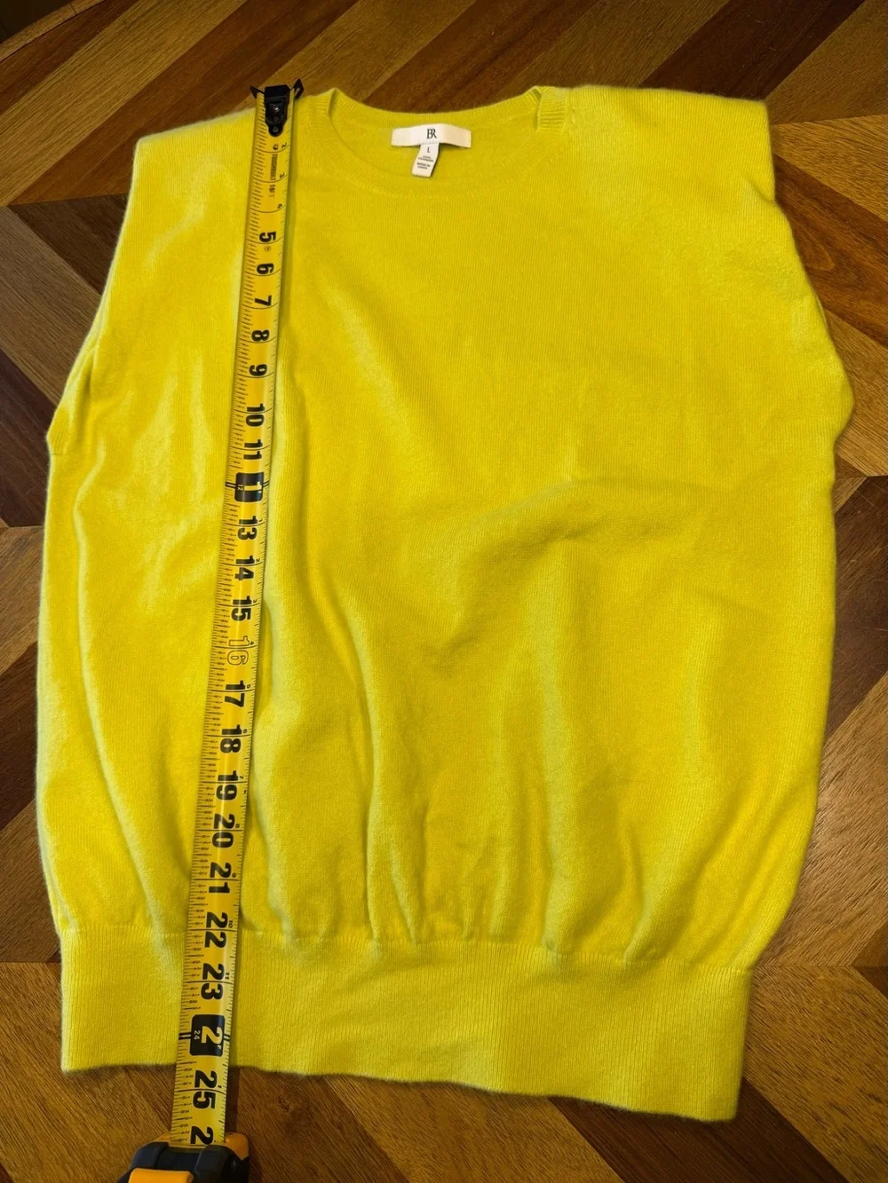 Banana Republic Neon Yellow 100% Cashmere Sweater Shell padded shoulders